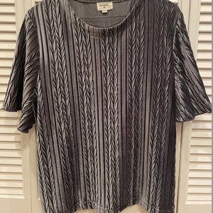 World Market Gray velvet knit print top